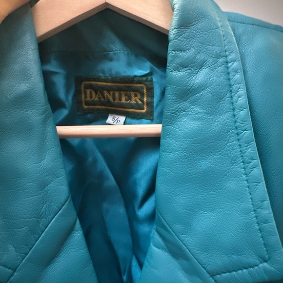 Danier - Vintage 80s Blue Leather Jacket - Picture 5 of 5